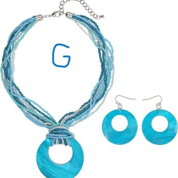 New Multi Strand  Colorful Beaded Necklace with Big Circle Shell Pendant - Picture 7 of 8